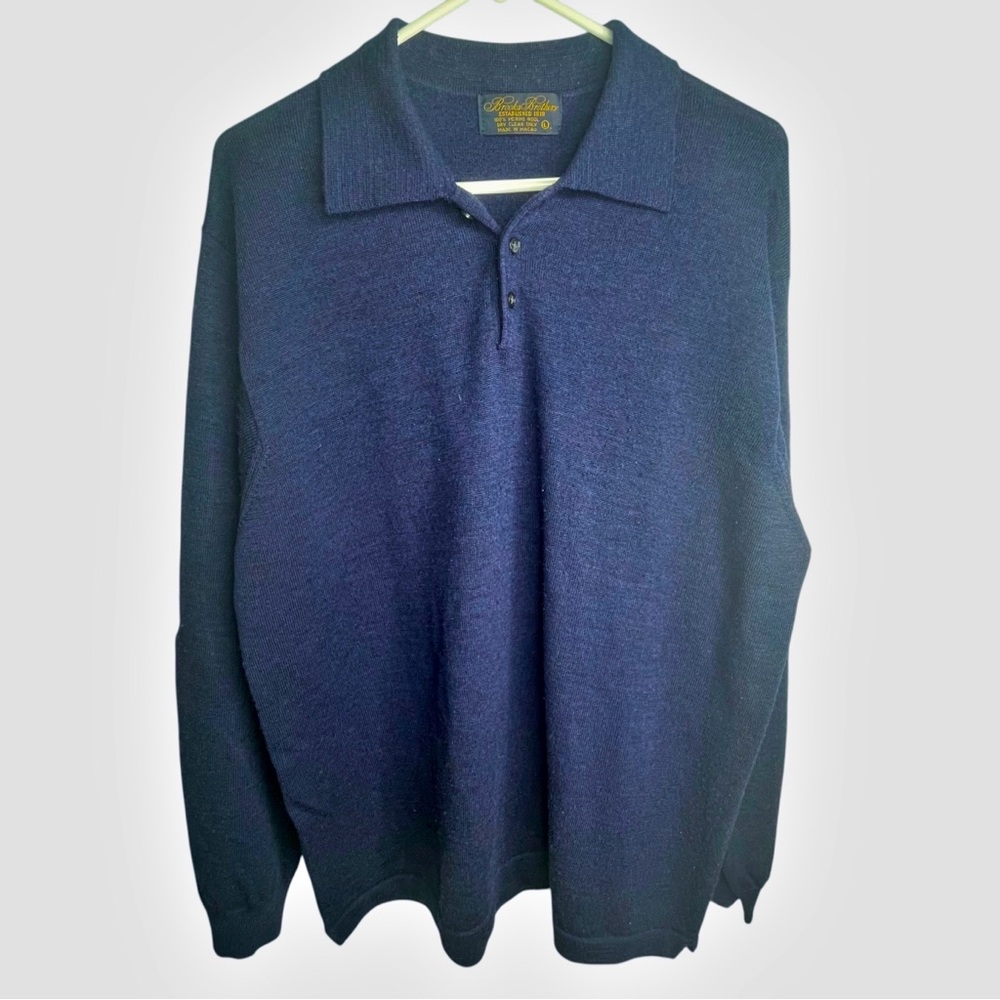 Brooks Brothers Navy Merino Wool Sweater Large